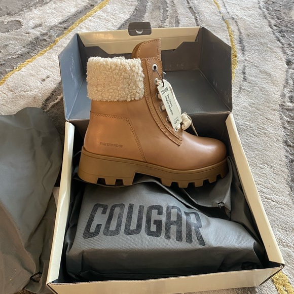 NWT COUGAR Caramel Waterproof Leather Stella Lined Boots - Picture 5 of 14
